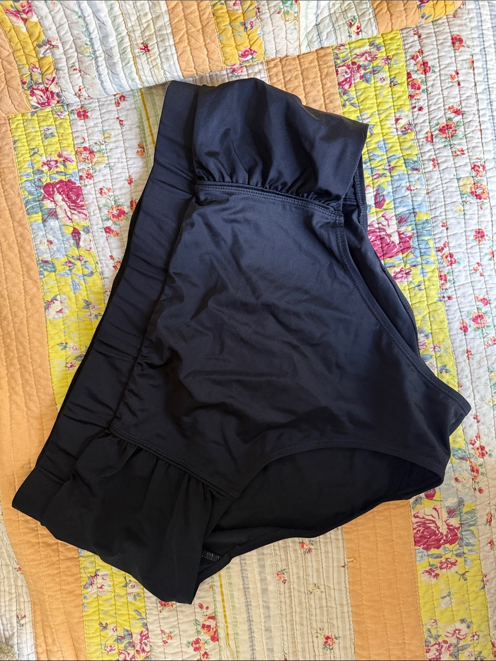 Addition Elle Black High-Waist Bikini Bottom with Ruffle Trim - Picture 1 of 1
